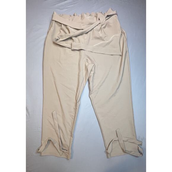 Grace Karin Women’s Paperbag Waist Belted Pants Beige Size 2XL - Picture 1 of 5